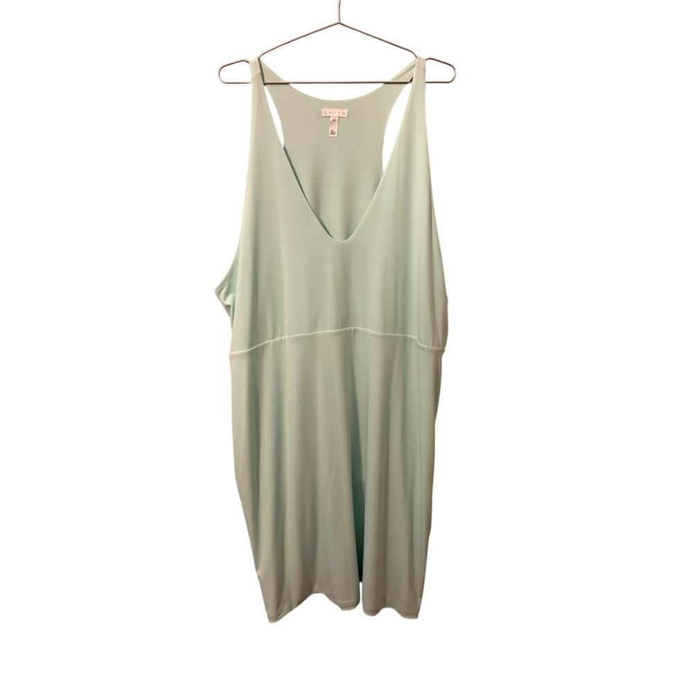 Leith Mint Green Jersey Knit Tank Dress, v-neck, poly/spandex, 4X